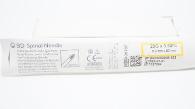 BD 405182 Spinal Ndle Quincke Type Point 20G x 3.50inch